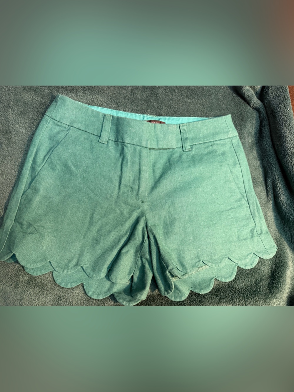 J. Crew Seafoam Green Scalloped-Hem Women's Shorts